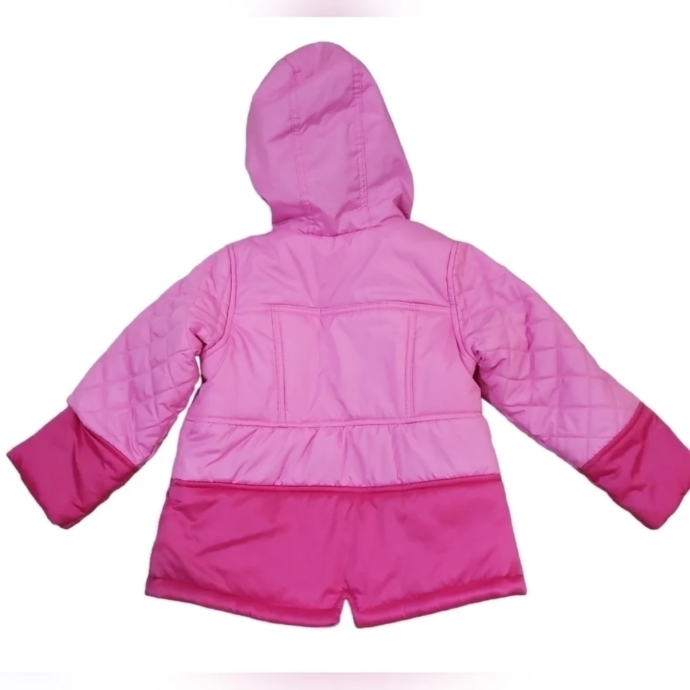 Osh Kosh B'gosh Girls Hooded Puffer Coat Size S(4) Pink Nylon Lining.